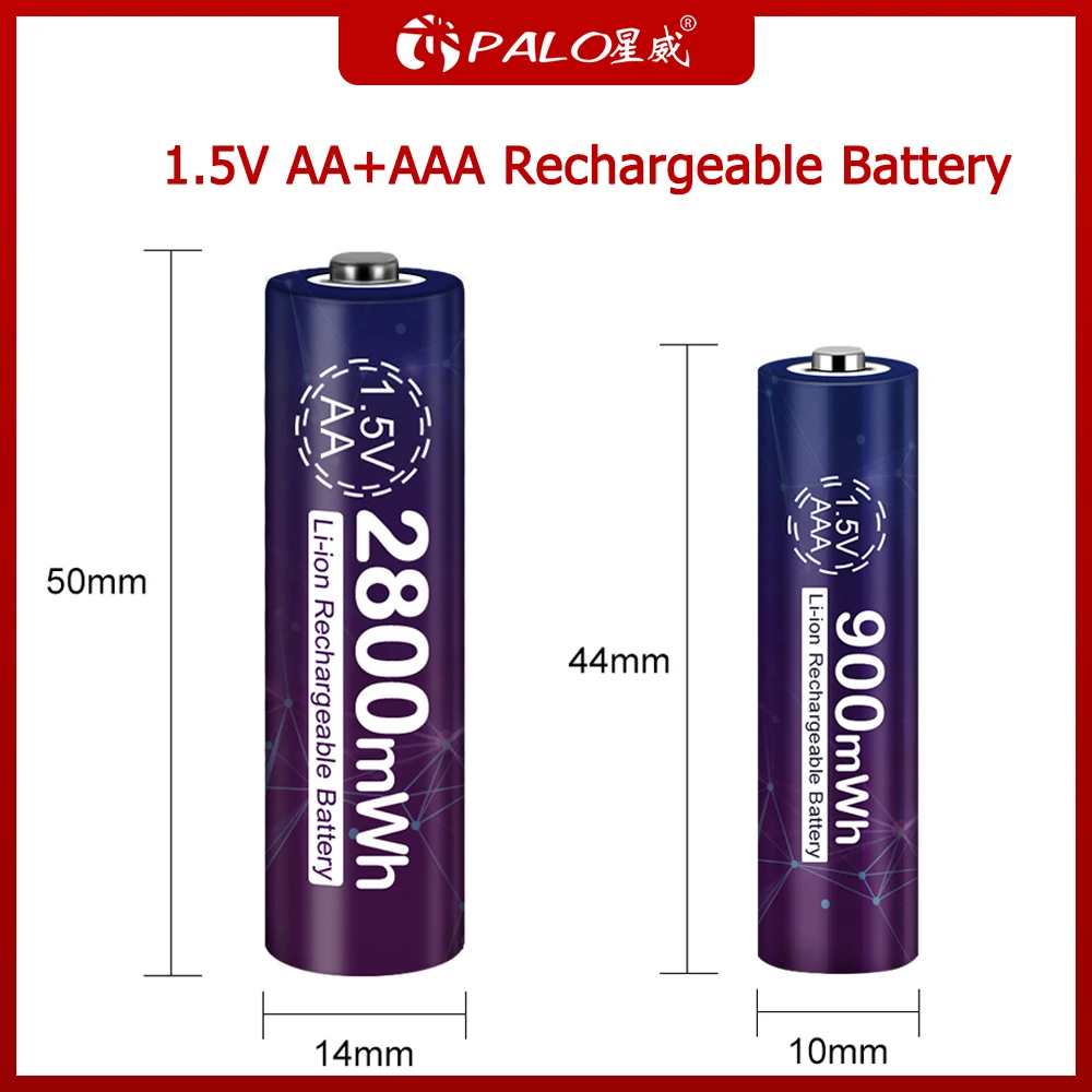 Новая аккумуляторная батарея PALO AA 1 5 МВт/ч литий ионная в + AAA литиевая