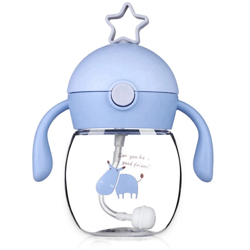 280Ml Cup with Straw Baby Feeding Cup Kids Learn Drinking Water Milk Bottle with Handle Training Cup