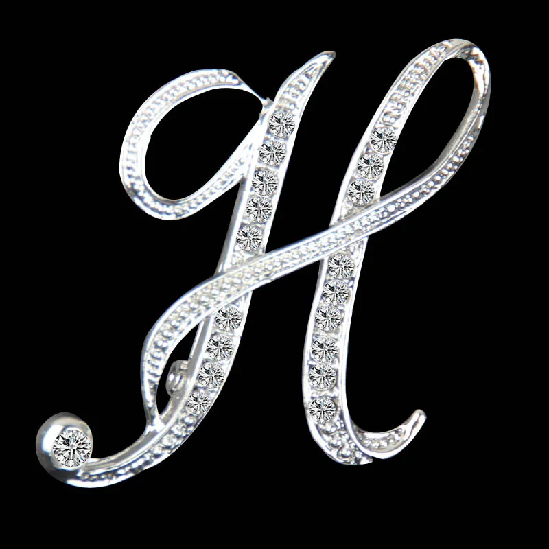 New Fashion Artistic English Alphabet Brooches A-Z Letter Brooch For Name Unisex Rhinestones Pin Women Men Jewelry Gift | Украшения и