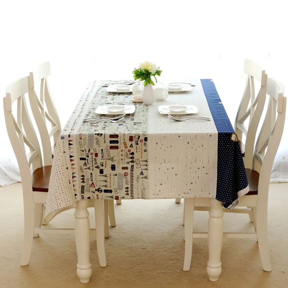 Cotton& Linen Table Cloth Rectangle Dust-proof Tablecloth Coffee Dinner Table Cover for Home/Restaurant 100*140cm