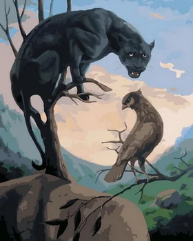 

Unframe diy oil picture oil paintings by numbers figure painting paint by number for home decor 4050cm leopard and owl