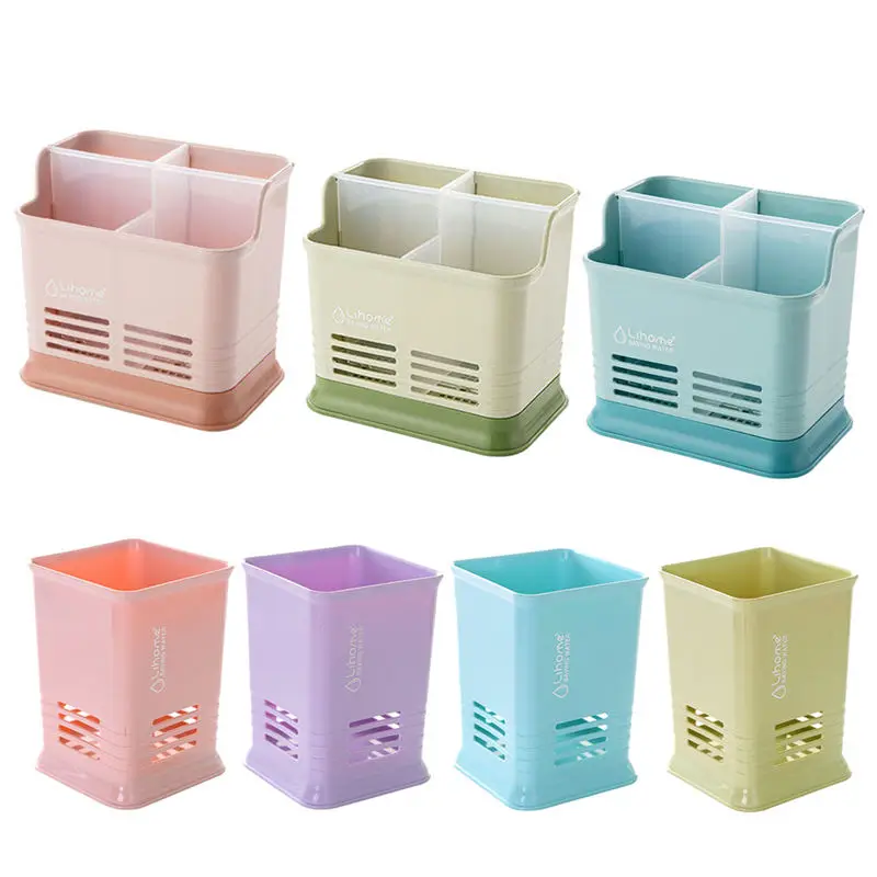 

PP Kitchen Drain Chopsticks Cage Multi-function Desktop Partition Chopsticks Rack Hollow Cutlery Drainer Spoon Fork Knife Shelf