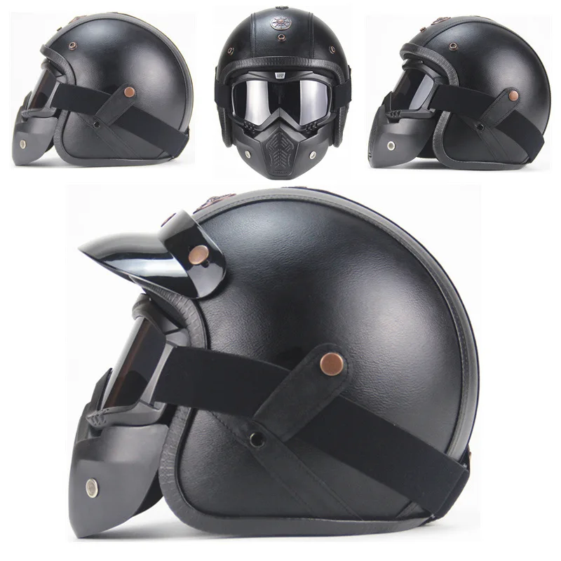 Четыре сезона Ретро шлем ручной работы крутой ретро Харли шлем мотоцикл электрический локомотив 3/4 кожаный шлем половина шлем Мужской