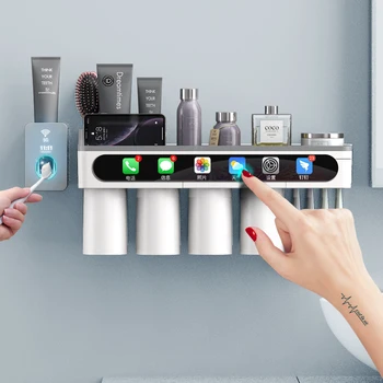 

GURET Bathroom Accessories Sets Magnetic Adsorption Toothbrush Holder Toothpaste Squeezer Dispenser For Home Bathroom Product