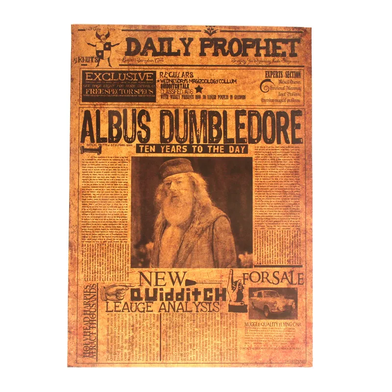 

Albus Dumbledore Principal Vintage Retro Kraft Poster Classic Movie Wall Stickers Daily Prophet Decoration naklejki