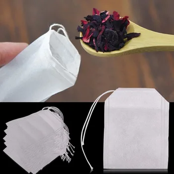 

Teabags Draw String Heat Seal Filter Paper Herb Loose Empty Tea Bags Eco-Friendly Non-woven Fabrics 100Pcs tea bag partition