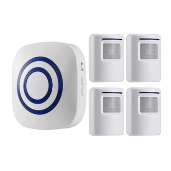 

Motion Sensor Alarm, Wireless Driveway Alarm, Home Security Business Detect Alert with 4 Sensor and 1 Receiver,38 Chime Tune LED