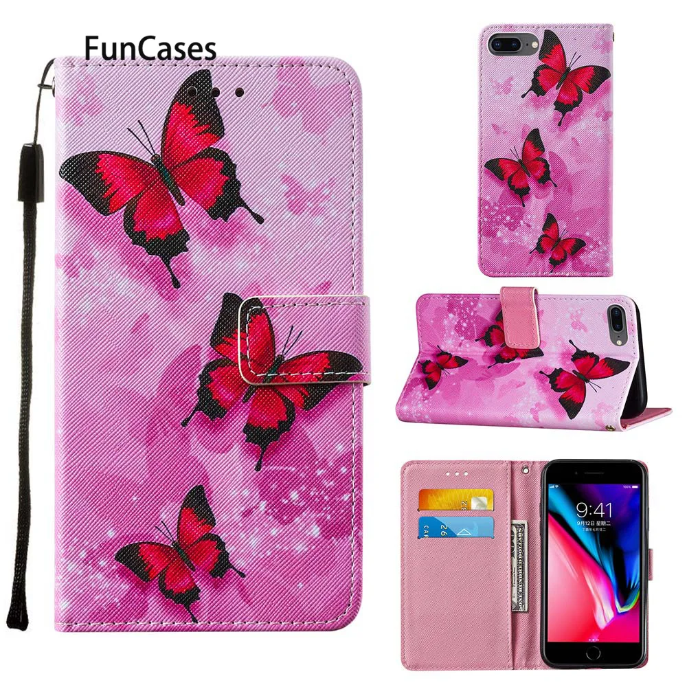 Moon Чехлы для мобильных телефонов iPhone 7 Plus Apple funda 8 5 &quot6 6S PU кожаный бумажник
