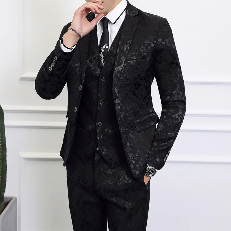 2019 New High-end Black Suit Men 