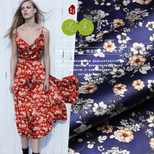 Печатный шелк стрейч-сатин 118 см Ширина 19 momme/чистый шелк Ткань для шитья платьев