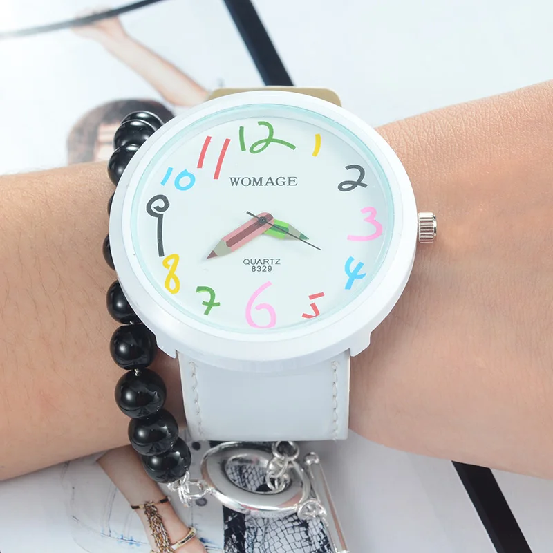 Top Style Fashion Women's Luxury Leather Band Analog Quartz WristWatch Ladies Watch Women Dress Reloj Mujer Female Clock - Цвет: W