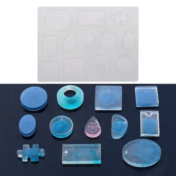 

Crystal Epoxy Necklace Pendant Silicone Mold DIY Handmade Ornament Water Drop Square Ellipse Irregular Jewelry UV Resin Molds