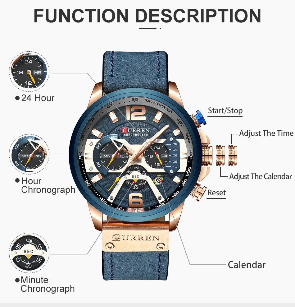 CURREN Men Luxury Brand Sports Watches Military Watch Men Army Leather Male Date Quartz Watch Relog