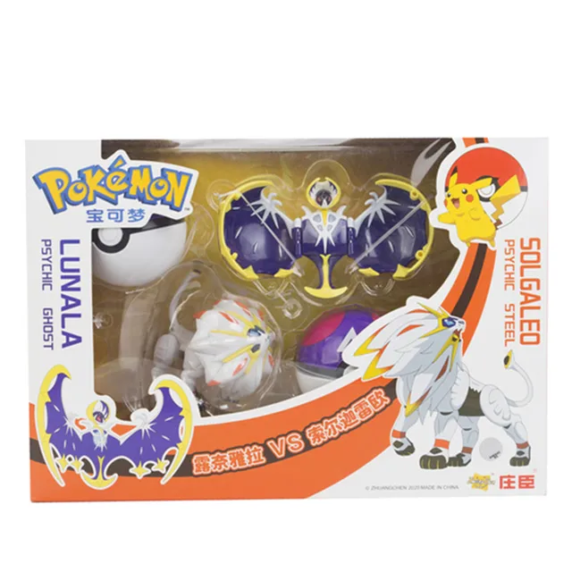 Genuine Pokemon Toy Set Toy Pocket Monster Pikachu Charmander  Mewtwo Lunala Scroll Action Figure Anime Model Children's Toys 2pcs box