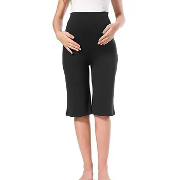 

Elastic Casual Cotton Blend Pregnancy Solid High Waist Lounge Trouser Straight Pajama Women Maternity Pants Wide Leg Summer