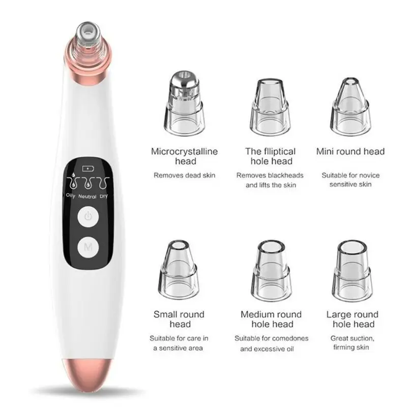

B01 Electronic LCD Blackhead Remover Vacuum Suction Acne Pore Cleaner 6 Suckers Face Black Dot Vacuum Cleaner Black Head Remover