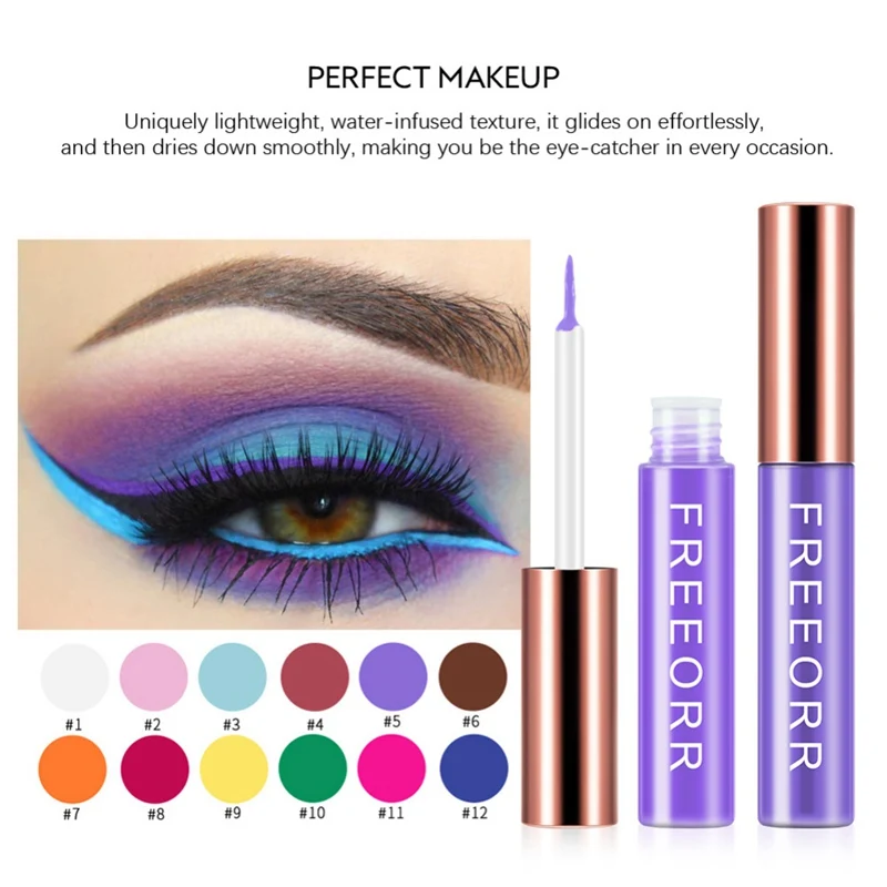 Матовая жидкая подводка для глаз 12 цветов стойкая водостойкая Высокая пигментированная цветная подводка для глаз набор ручек