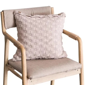 

Modern Simple Geometric Knitted Pillowcase Beige Woven Sofa Cushion Pillowcase Bed Linen Pillowcase (45cmX45cm)