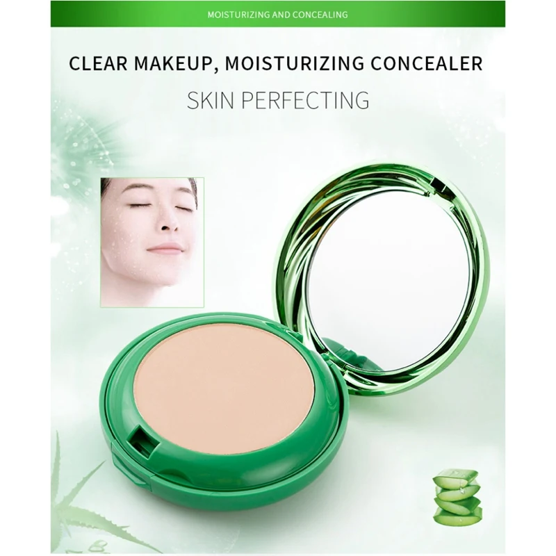 Алоэ рассыпчатая пудра для макияжа стойкий Водонепроницаемый масло Управление гладкая ярче консилер поры компакт-пудра