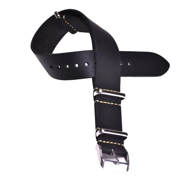 BEAFIRY Nato Watch Band 18mm 20mm 22mm Calfskin Leather Strap Watchband for Men Women huawei samsung Black Blue Red tan green black-S