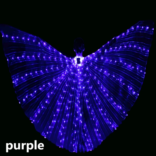 Belly led dance wings Isis wings led glow belly dance gadgets wings costume butterfly wings adult with adult children's sticks Purple