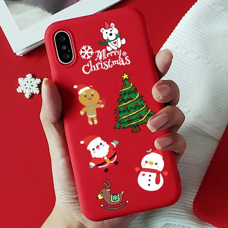 Рождественский силиконовый мягкий чехол для телефона из ТПУ для iPhone 5 5S SE 6 6S Plus 7 8 Plus 11 XS X Xr XS Max 11 Pro MAX красный матовый чехол - Цвет: katong6