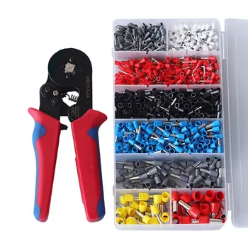 

1200X Wire Crimp Connector Cable Cord Pin Ferrule Crimper Plier Terminal Kits 1200pcs tube type cold pressing pliers