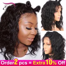 Elva ВОЛОС 13x6 Синтетические волосы на кружеве человеческих волос парики для волос с детскими волосами короткий Боб вьющиеся Волосы remy парики для чернокожих Для женщин