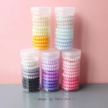 

50pcs Decoration Gradual Change Color Telephone Line Hair Ring Head Rope Set Combination Jelly Colored Transparent Large Elastic Hair Rope