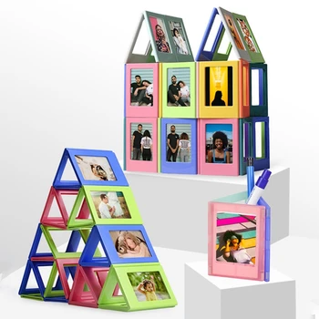 

10Pcs Mini Film Photo Frame Colorful Double Sided netic Fridge Frame Kids Artwork Frames Photo Note Schedule Holder