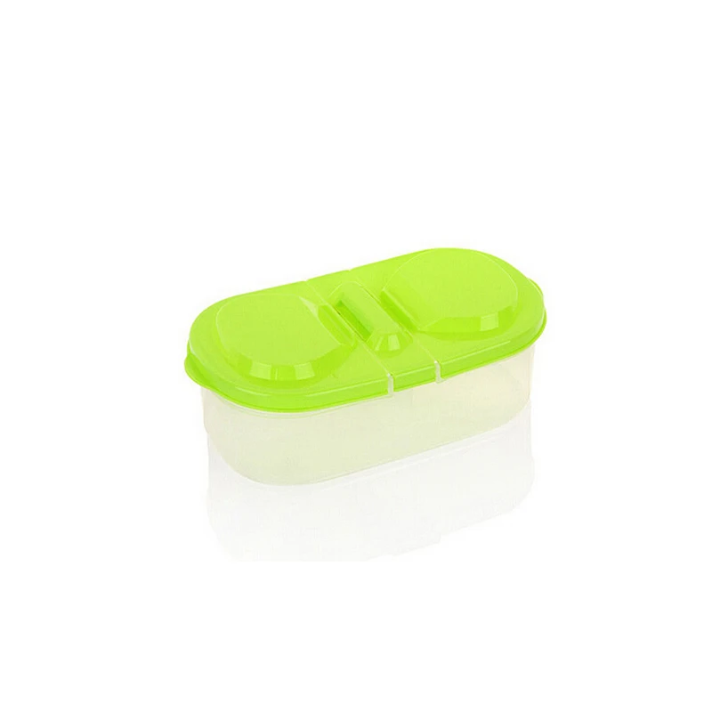 Пластиковая коробка для хранения еды на холодильник с двойным отсеком, многофункциональная упаковка для пищевых продуктов, кухонные аксессуары - Цвет: Зеленый