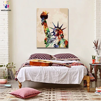 

DIY oil painting is composed of Numbers and colors. American style household decoration painting goddess of liberty