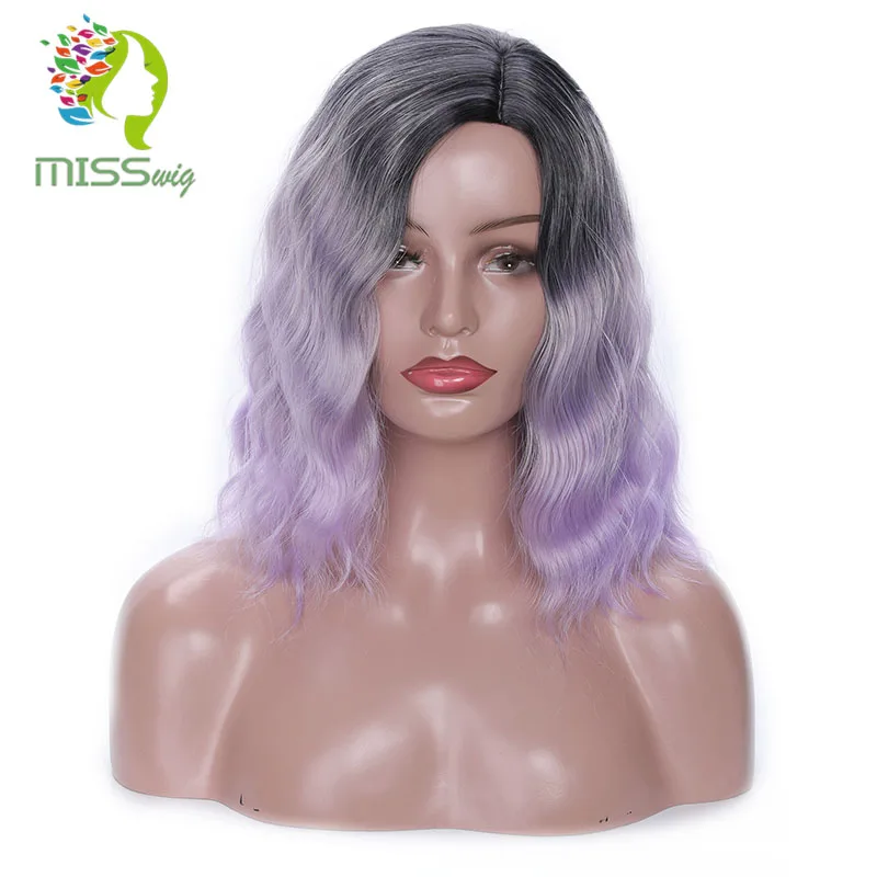 Miss wig короткие парики фиолетовые курчавые кучерявые парики для черных женщин синтетические волосы африканские пушистые волосы высокотемпературное волокно
