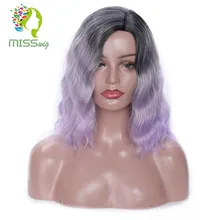 Miss wig короткие парики фиолетовые курчавые кучерявые парики для черных женщин синтетические волосы африканские пушистые волосы высокотемпературное волокно