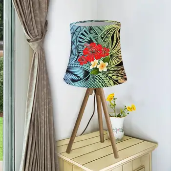 

Light Shade Washable Lampshade Polynesian Traditional Tribal Plumeria Hibiscus Pattern Modern Wall Table Lamp Shade for Bedroom