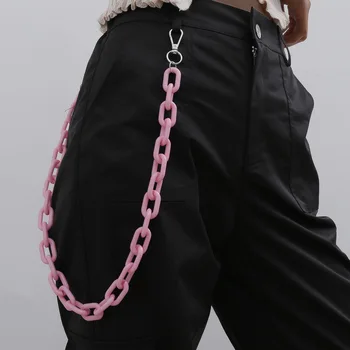 

European and American fashion jewelry acrylic geometric tassel body chain personality hip-hop metal cross chain waist chain