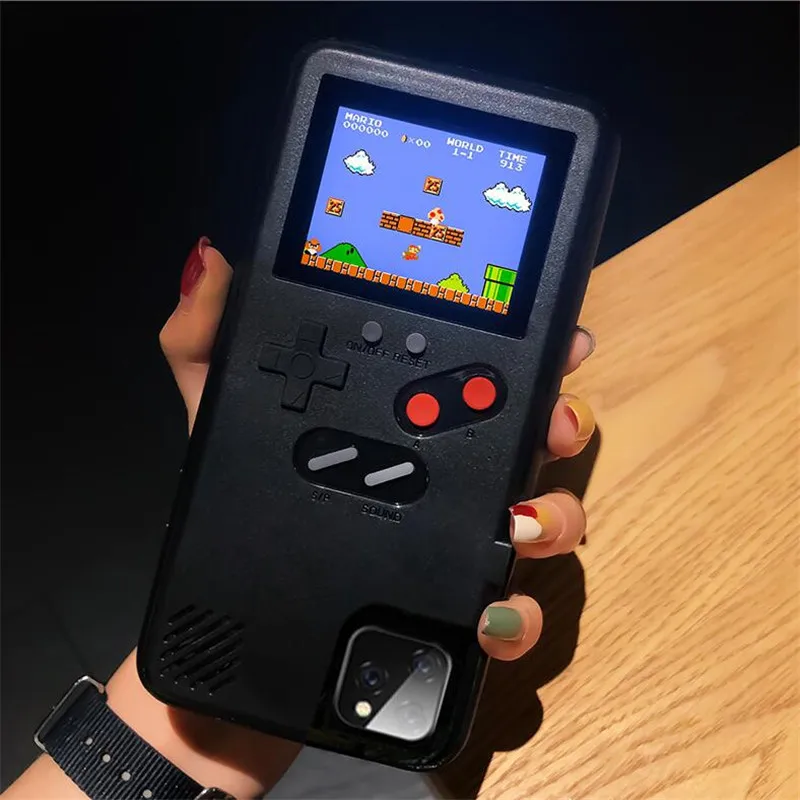 black Полноцветный дисплей GameBoy чехол для телефона для iphone 11 Pro MAX чехол Ретро тетрис игра задняя крышка для iphone XS MAX 6 7 8 plus X XR - Цвет: black
