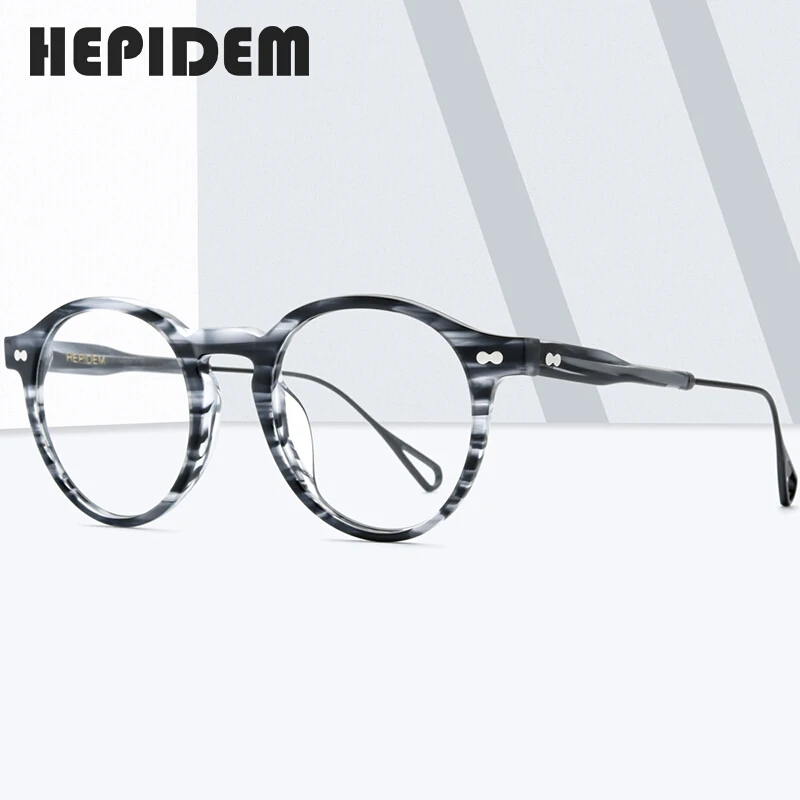 

HEPIDEM Acetate Optical Eye Glasses Frame for Women Retro Vintage Round Eyeglasses Men Nerd Prescription Spectacles Eyewear 9121