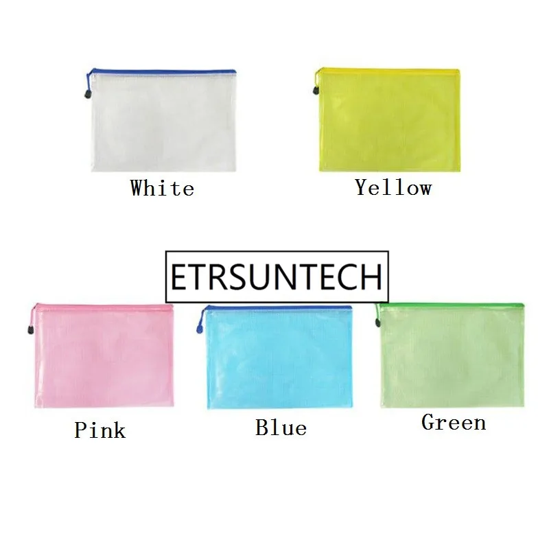 300Pc Datei Tasche Transparent Mesh Tasche Büro Liefert Kunststoff Zipper Tasche Student Wasserdichte Bill Tasche Prüfung Papier Schreibwaren – Detail 2