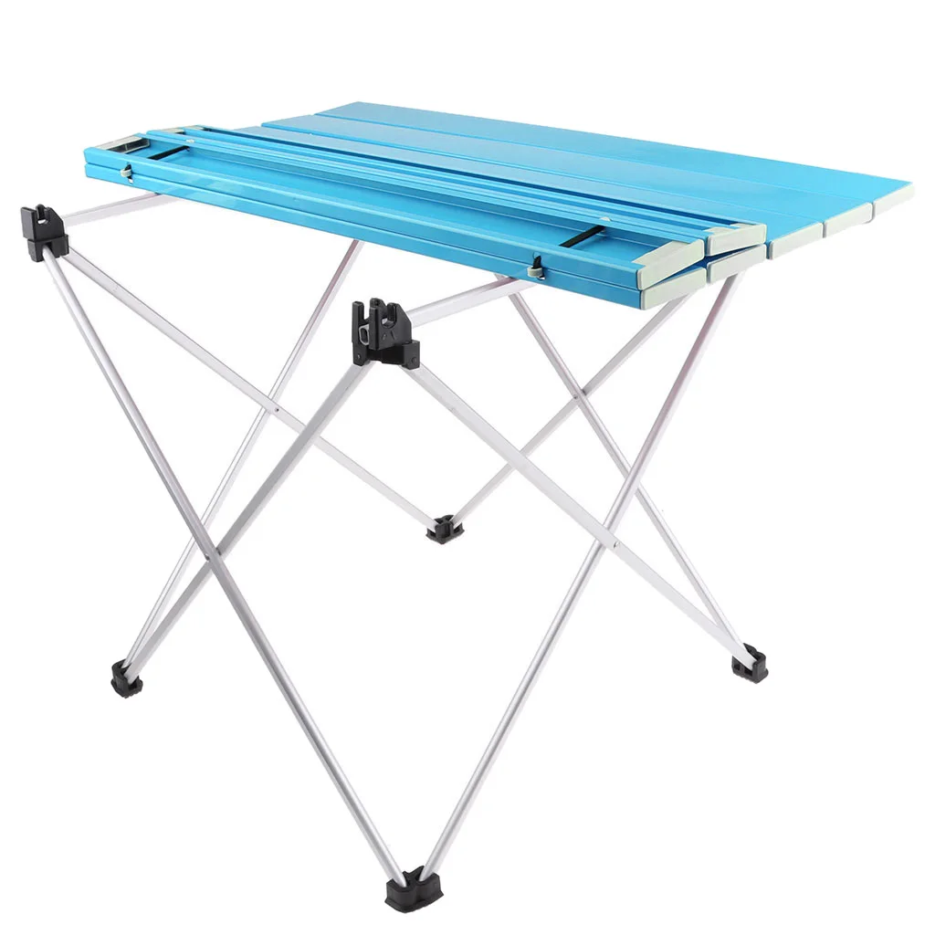 Blue 56.5x40.5x41cm Открытый алюминиевый складной стол для пикника кемпинга с удобной сумкой для переноски кемпинга - Цвет: Blue 56.5x40.5x41cm