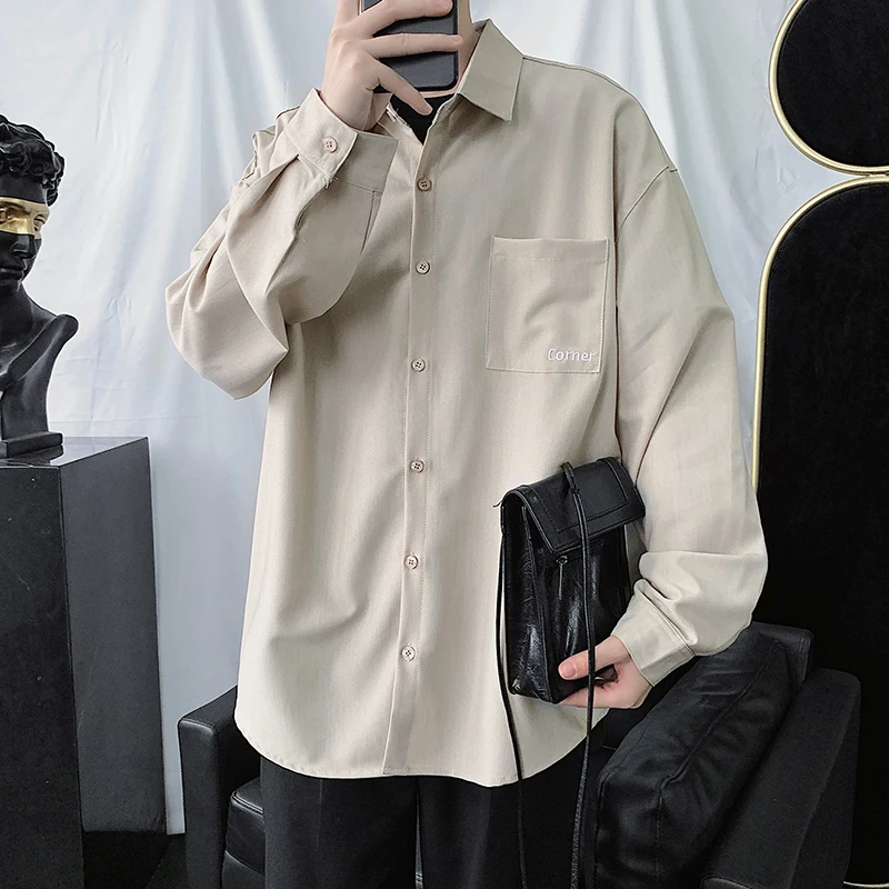 

2020 Spring And Autumn New Youth Popular Solid Color Letter Embroidery Long Sleeve Shirt Fashion Casual Loose Top M-2XL