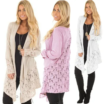 

Women Irregular Lace Floral Top Casual Long sleeve Shawl Jacket Coat Outwear Cardigan female clothes Fall Spring Plus size L-5XL