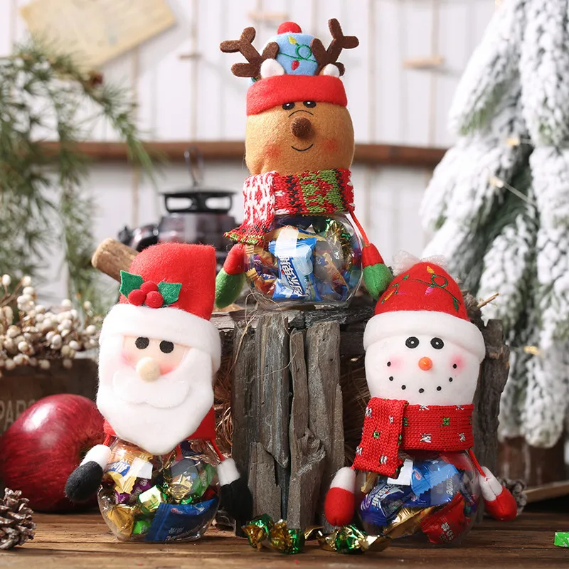 

Santa Sacks Navidad Candy Dragee Storage Can Christmas Decorations for Home Gift Biscuit Food Storage Jar Noel New Year 2020