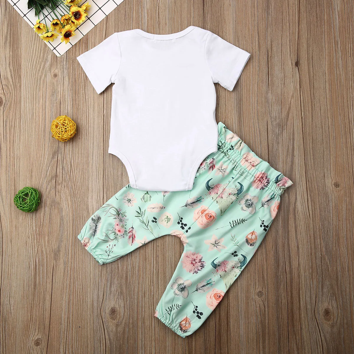 Emmababy милая детская одежда для маленьких девочек с длинными/короткий рукав с принтом букв, топы + длинные брюки с цветочным принтом наряды