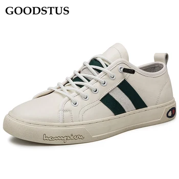

GOODSTUS Men Genuine Leather Shoe High Quallity Breathable Comfortable Lace-Up Simple Style New Fashion Male Walking Casual Shoe