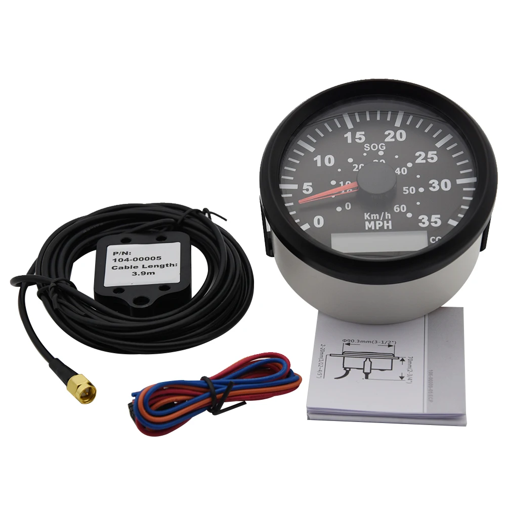 Boat Parts 67283F New Marine Boat Speedometer Speedo 3 1/4" Black/Silver 35 MPH