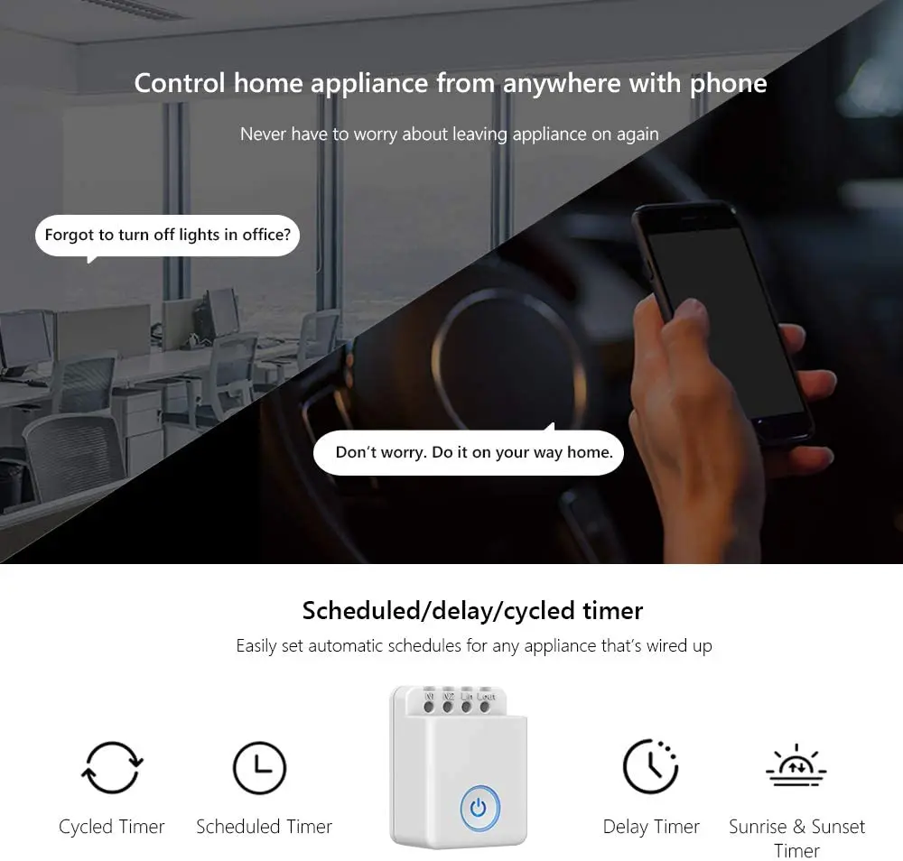 Умный Беспроводной Выключатель BroadLink BestCon MCB1 Wi Fi 2500 Вт работает с Siri и Alexa 100 ~ 240
