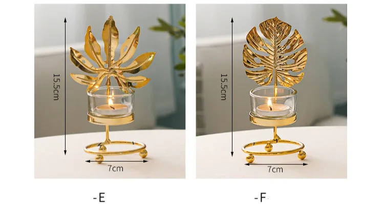 Скандинавский металлический подсвечник с золотыми листьями подсвечник столовая настольная свеча подставка Свадебная гостиная романтический ужин ремесло украшения
