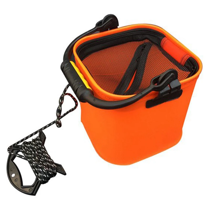 

24 Cm Eva Water Bucket With Rope Collapsible Bucket For Camping/Fishing Bucket Fishing Tackle Accessories Folding Fishing Bucket