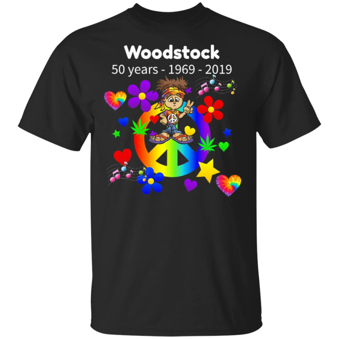 

Woodstock 2019 T-Shirt Woodstock Celebrating 50 Years T-Shirt Black Men-Women Custom Printed Tee Shirt